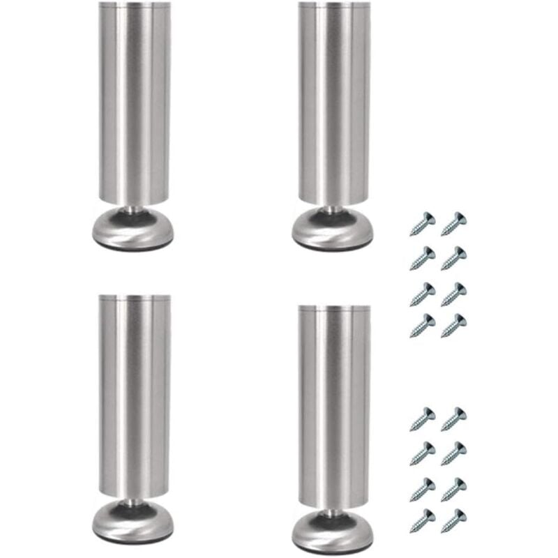 Litzee - Lot de 4 pieds de meubles réglables en acier inoxydable de 25 cm d'épaisseur pour meuble tv et canapé