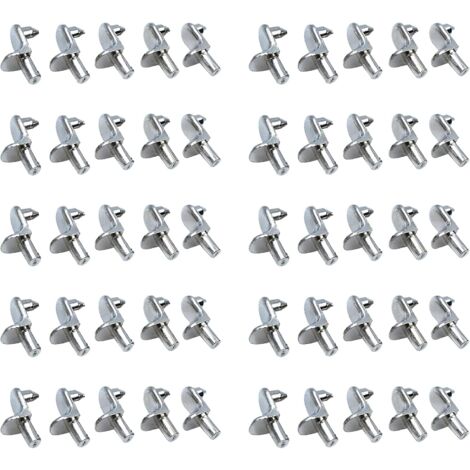 Litzee – Lot de 50 taquets d'étagère en métal nickelé – Alliage de zinc – Résistants à la corrosion – Installation facile sans outils - 50PCS