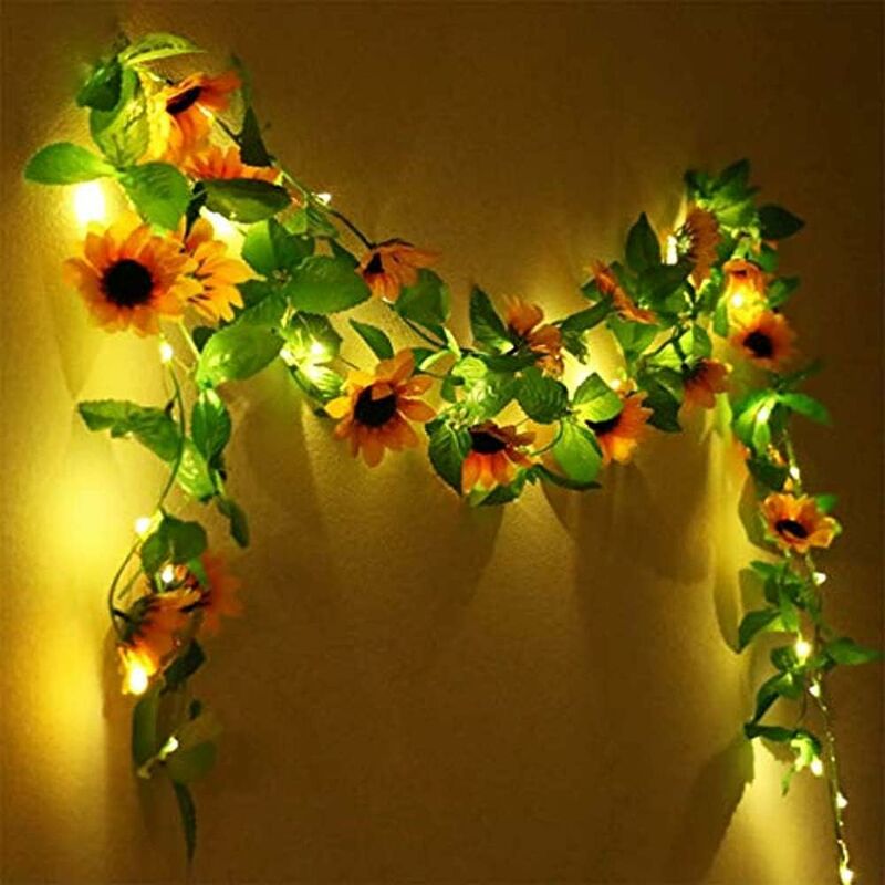 

Luces de hadas Plantas artificiales Rosas Cadena de luz LED Verde Hoja Ivy Iluminación de jardín colgante 2M 20 Leds (1PCS)