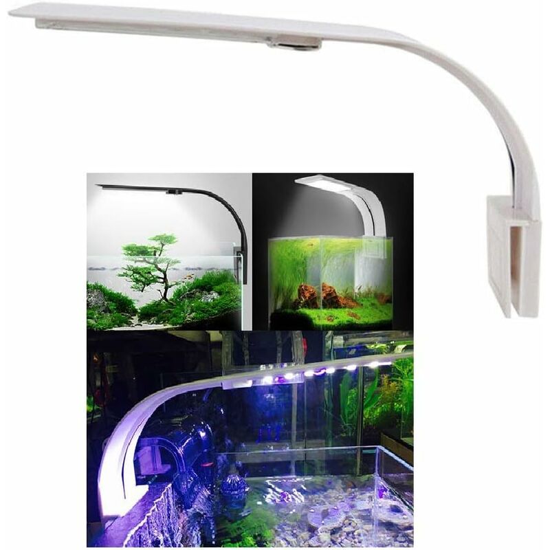 Lumiere Aquarium Lampe LED Eclairage Blanc et Bleu Nano à Clip pour Poisson Plantes 23-50 cm - Litzee