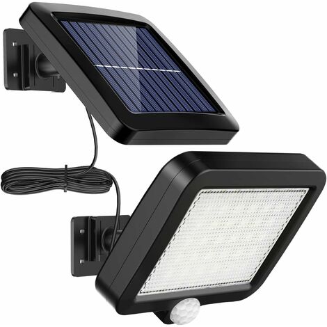 LITZEE Lumière solaire extérieure avec détecteur de mouvement 56 LED, lumière solaire de jardin étanche IP65 à 120 ° avec câble de 5 m [Classe énergétique A++]