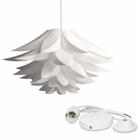 LITZEE lustre - Lampe design lotus - Abat-jour à monter - Luminaire IQ plafond - Ensemble avec montage plafonnier câble