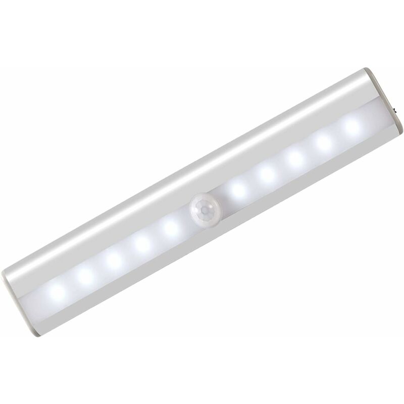 

Litzee - Luz para gabinete con sensor, lámpara detectora de movimiento, luz nocturna de 10 LED con banda magnética, alimentada por USB , luz