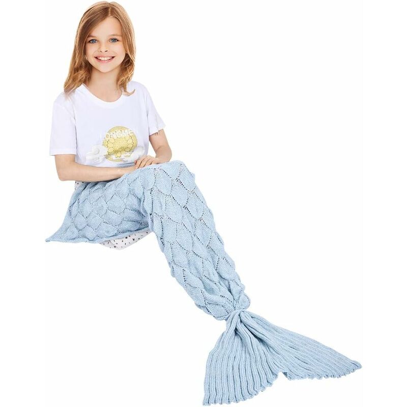 

Manta de cola de sirena para vestir, All Seasons, cálida manta para sofá cama, edredón, sala de estar, saco de dormir para niños, escala de pez, 140
