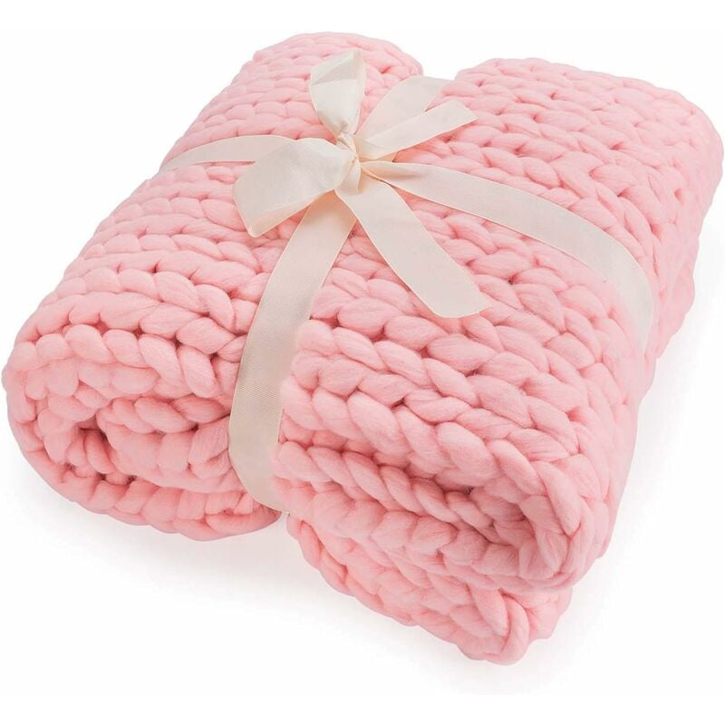 

Manta de punto grueso - Manta de lana gruesa Manta de punto Colcha (180x120cm rosa) - Litzee