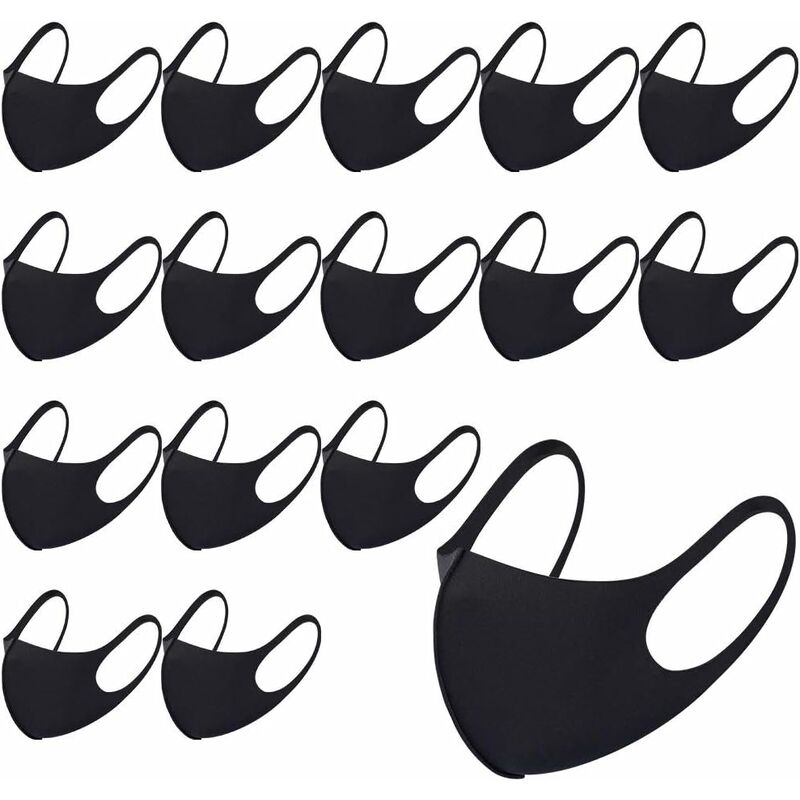 

Mascarilla de tela transpirable, con aretes, reutilizable, suave, lavable, duradera para uso público diario, negro, 16 piezas