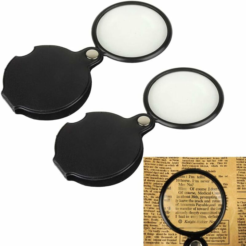 

Mini lupa de cuero plegable portátil 5X Mini lupa de lente de vidrio óptico HD para herramientas de lectura de bolsillo para hombre mayor con