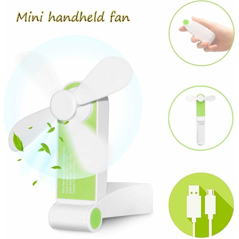 

Mini ventilador de bolsillo plegable Ventilador de mano portátil Baterías recargables USB con batería recargable Ventiladores de viaje pequeños para