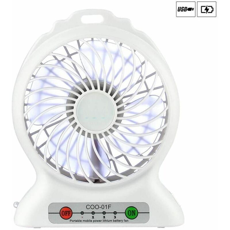 

Mini ventilador de escritorio USB, ventiladores de bolsillo silenciosos con batería y luz LED Ventilador de bolsillo multifunción de 3 velocidades