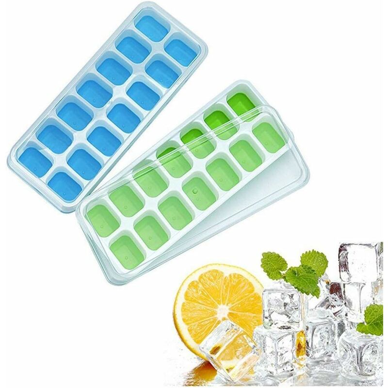 

Molde para cubitos de hielo con tapa Bandeja para hielo Ice Cube 14 compartimentos Cubitos de hielo Caja para cubitos de hielo Bandeja para cubitos