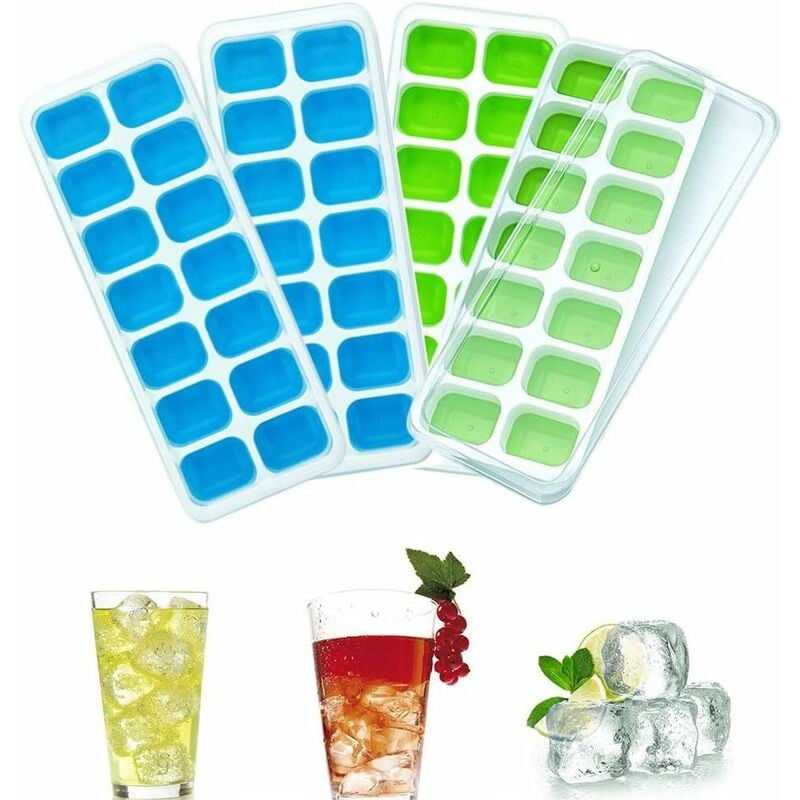 

Molde para cubitos de hielo con tapa Bandeja para hielo Ice Cube 14 compartimentos Cubitos de hielo Caja para cubitos de hielo Bandeja para cubitos