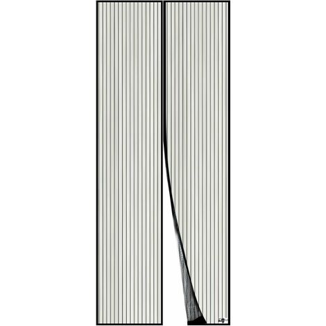 LITZEE Moustiquaire Magnétique Pour Porte, Maille Ultra Fine, Aimants Puissants, Kit d'Installation Complet, Bande Adhésive et Auto-Agrippante Incluse - 80x210cm, Noir