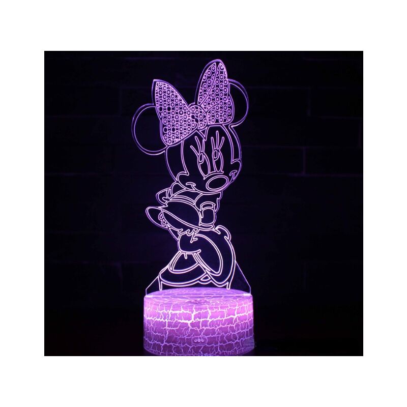 Image of Lampada da illusione Lampada da notte Minnie Mouse Luce notturna a led 3D con controllo touch Regalo di compleanno di Natale per bambini [Classe