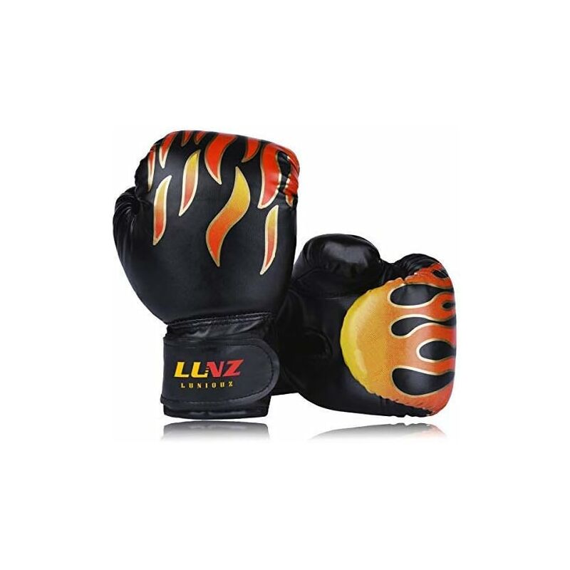

niños 3-14 años guantes de boxeo guantes de boxeo de cuero 4OZ 6OZ para MMA Muay Thai kickboxing bag negro