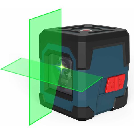 LITZEE Nivel láser Nivel láser autonivelante, Nivel láser rotatorio LV1G IP54 A prueba de salpicaduras 15M Láser cruzado horizontal y vertical con estuche protector y 2 baterías