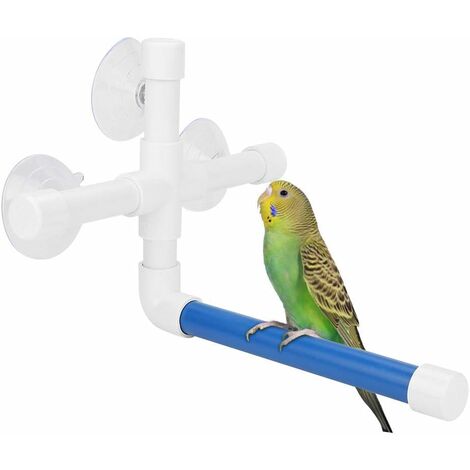 LITZEE Papagei Barsch, Spielzeug Papagei Duschbarsch Kunststoffschlauch mit Saugnapf zum Befestigen von Badebarsch für Ara Kakadu African Greys Wellensittiche Sittich