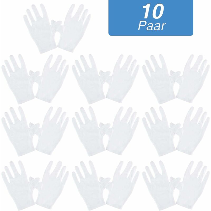 

Paquete de 10 guantes de algodón blancos Guantes de protección Guantes de algodón cómodos y transpirables para joyería, trabajo diario, etc. Talla XL