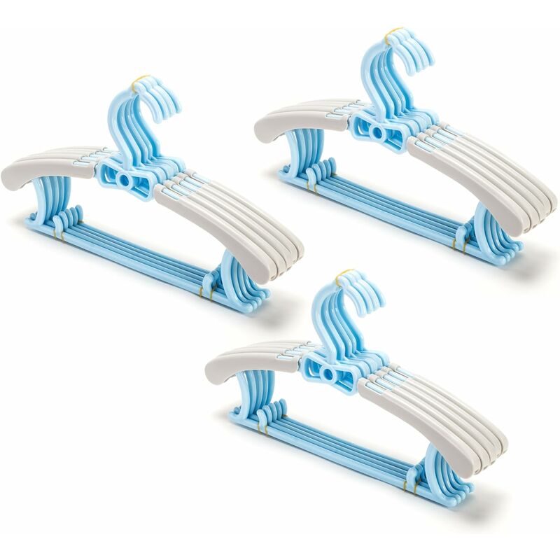 

Paquete de 15 perchas para ropa de bebé y niño, perchas de plástico para almacenamiento de 28 cm de longitud en blanco y azul