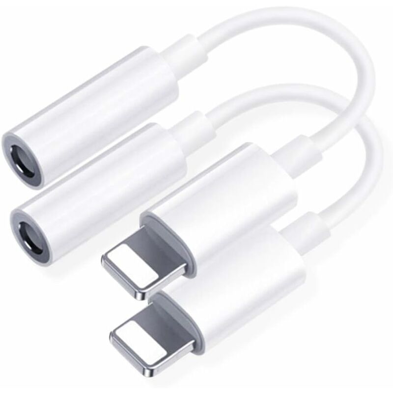 

LITZEE 【Paquete de 2】 Adaptador para auriculares para iPhone 11, Audio auxiliar Conector jack de 3,5 mm Cable adaptador para auriculares Divisor de