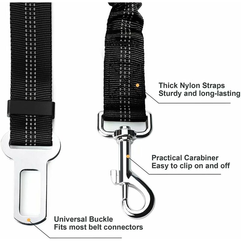 

Paquete de 2 cinturones de seguridad para el automóvil, con absorción de impactos y mosquetón elástico ajustable para perros Arnés de seguridad