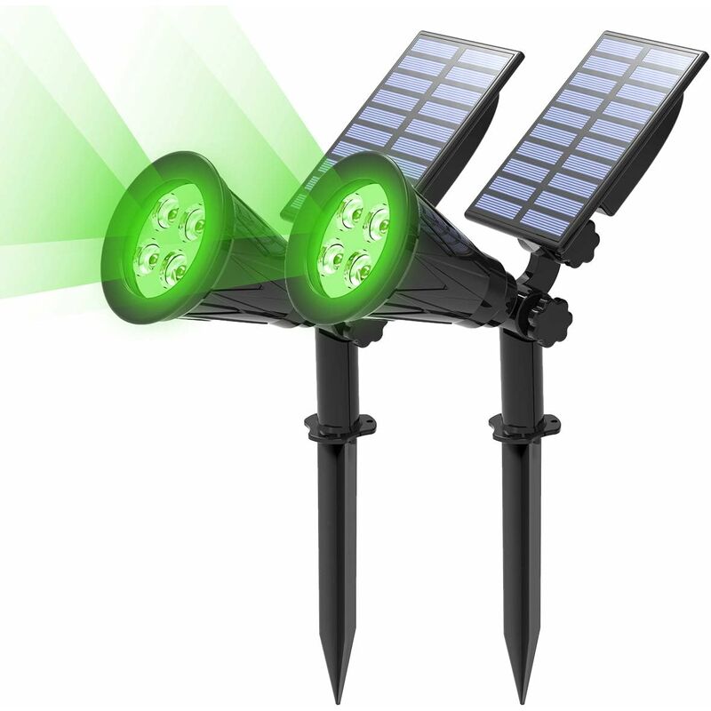 

[Paquete de 2] Proyector solar LED, 2 en 1 4 Lámpara solar LED, Lámpara de jardín al aire libre IP65 a prueba de agua, Luz de iluminación de