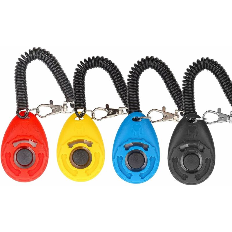 

paquete de 4 clickers de entrenamiento con correas para perros, gatos o caballos, multicolor