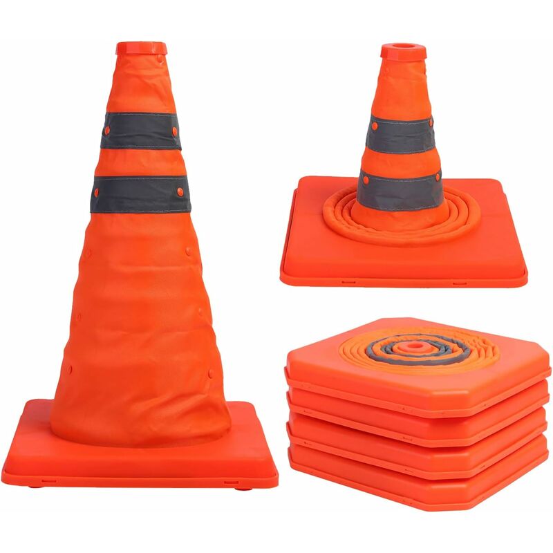 

Paquete de 4 conos de tráfico plegables de 15,5 pulgadas Cono de seguridad reflectante multiusos (4)
