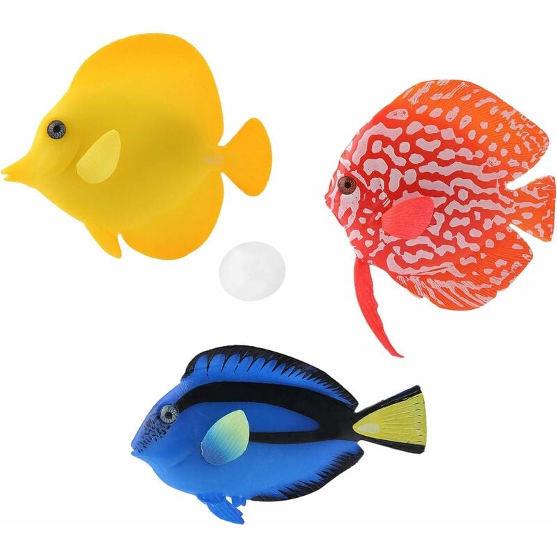 

Litzee - Peces artificiales flotantes, 3 piezas, acuario de peces artificiales, peces luminosos, simulación de peces falsos, acuario decorativo para