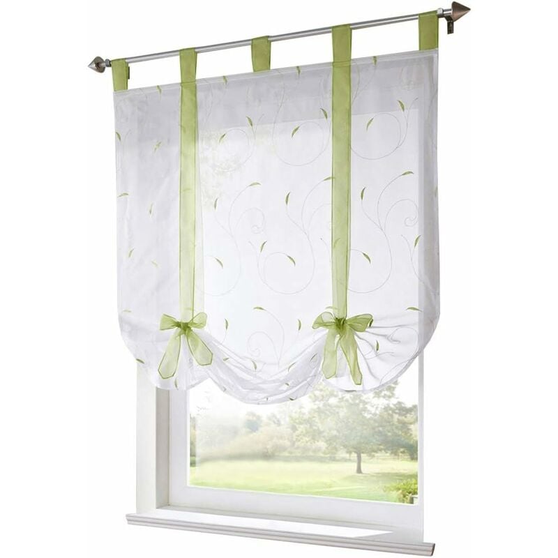 

Persiana romana con cinta bordada Cortinas romanas Cortina con lazos transparentes de gasa (An x Al 120x140cm, verde)