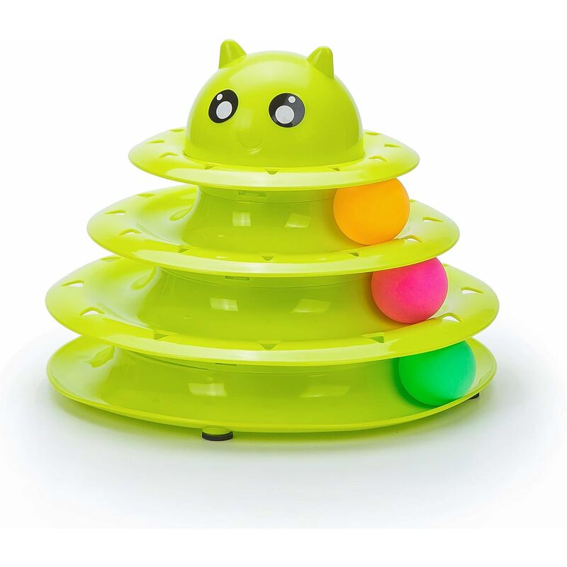 

Pet Amusing Roller para ejercicio Torre de piezas de 3 niveles para gato Pelota de juguete verde