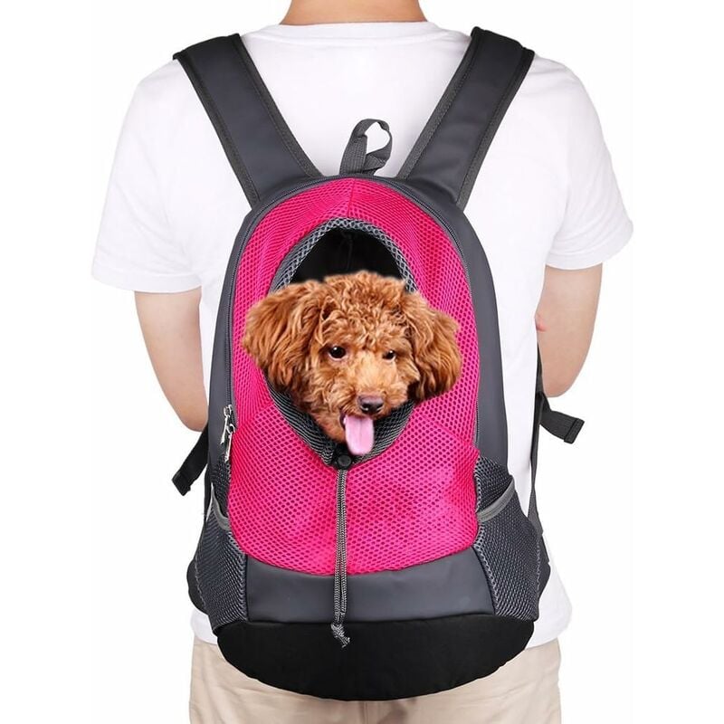 

Pet Small Dog Cat Puppy mochila portador (máx.8 kg) Bolsa de viaje transpirable con malla suave 42 * 38 * 20 cm Rosa Roja