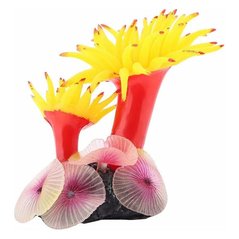 

Litzee - Planta de coral de silicona artificial para pecera, acuario, decoración de paisajismo, adorno (amarillo)
