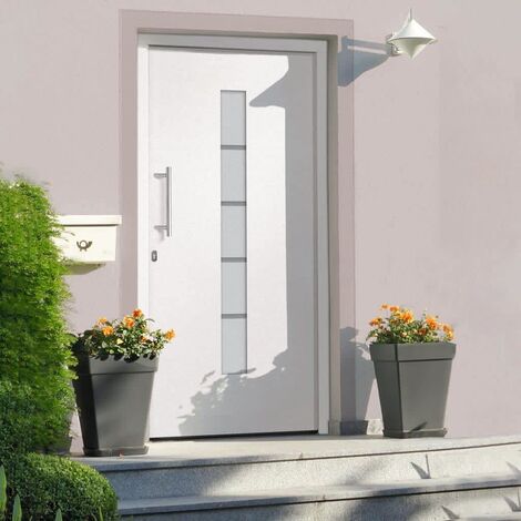 LITZEE Porte d'entrée Aluminium et PVC Blanc 110x210 cm