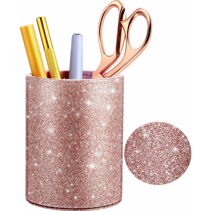 

Pu brillante portalápices organizador de lápices brillante para mujeres niñas, soporte de cepillo de maquillaje de lujo, organizador de cuero de pu,