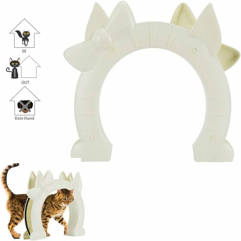 

Litzee - puerta para gatos, solapa para gatos, puerta interior de 2 orificios Kitty Hole Pass para puerta de vidrio de núcleo hueco para gatos