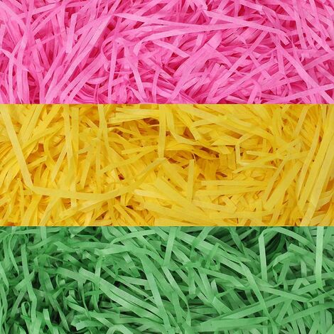 main image of "LITZEE Recyclable Shredded Paper Easter Grass (Pink, Yellow and Green) Easter Theme Party Decoration for Easter Basket Grass Filler 280g (10 oz)"