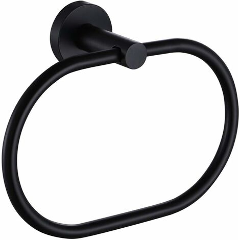 main image of "LITZEE Rotating towel ring matt black, stainless steel wall-mounted towel holder, 7.9 inch"