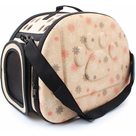 LITZEE Sac de Transport Chien Chat Lapin Respirable Démontable Lavable Pliable Oxford (Beige)