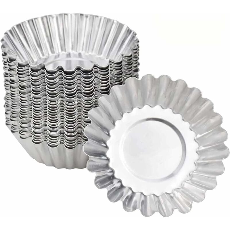 

Sartén para tarta de huevo de aluminio 40 piezas Sartén para panqueques Mini fundas para muffins Sartén para tarta de huevo reutilizable Molde para