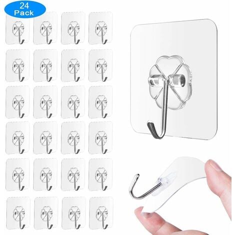 16 Pairs Double-Sided Adhesive Wall Hooks, Waterproof and Oilproof Reusable  Seamless Hooks Without Punching and Nails Heavy Duty Self-Adhesive Wall  Hook for Kitchen Bathroom Office