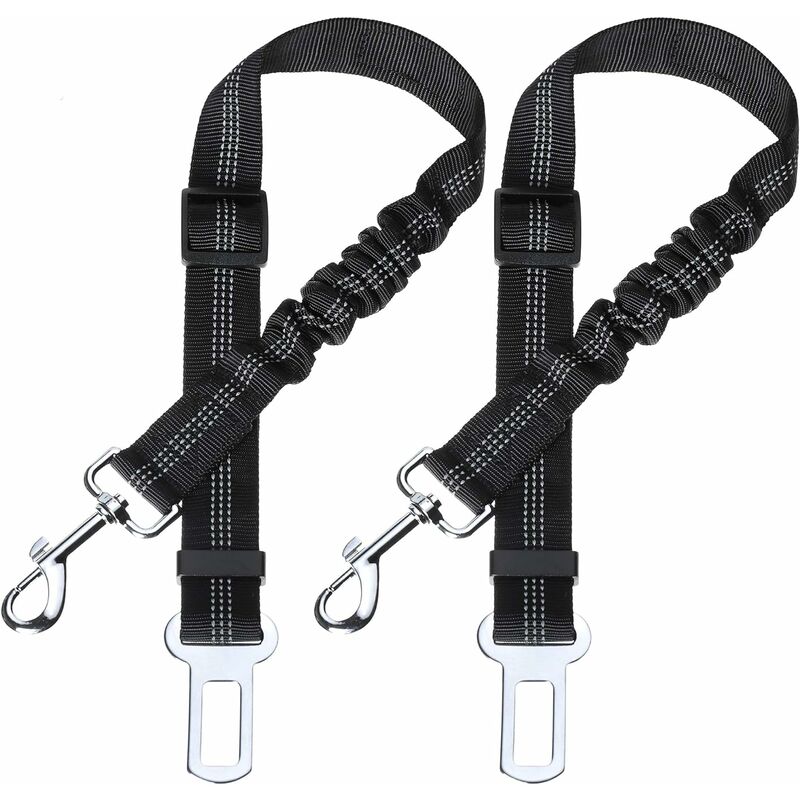

set de 2 cinturones de seguridad para perros con amortiguación y mosquetón elástico ajustable para perros. Cinturón de seguridad superior para todos