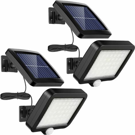 main image of "LITZEE solar outdoor lights, 2 pieces 56 led outdoor with motion detector, IP65 waterproof, 120 ? lighting angle, solar garden wall light with 16.5 feet cable"