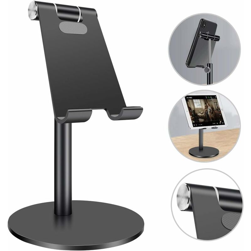 

Soporte ajustable para tableta Soporte para teléfono móvil, Soporte universal para iPad Pro 2018 10.5 / 9.7 / 12.9, iPad Air 2 3 4, iPad Mini 2 3 4,