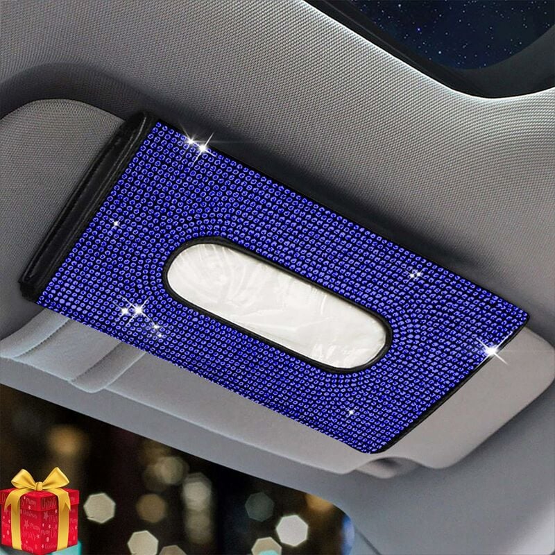 

Soporte para caja de pañuelos para coche, servilletero para visera para el sol para coche con accesorios de coche brillantes de diamantes de cristal