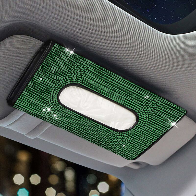 

Soporte para caja de pañuelos para coche, servilletero para visera para el sol para coche, con accesorios de coche brillantes de diamantes de cristal