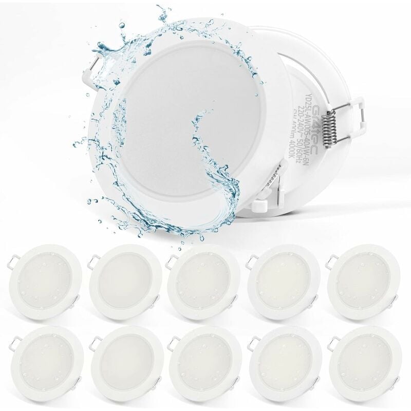 Spot encastrable mur et plafond Spot LED Encastrable Extra Plat 220V, 10x 5W Plafonnier Encastré 400LM 4000K Blanc Neutre, Spot Encastré Ultra-mince