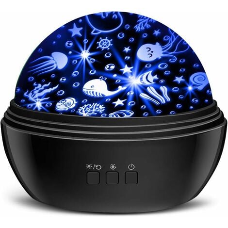 LITZEE Star Projector Night Lights for Kids, Novelty Moon Star/ Sea Animal 2-in-1 Night Lighting Lamp, Multi-Color Star Light Rotating Projector Toys for 2-8 Years Old Boys Girls Gifts