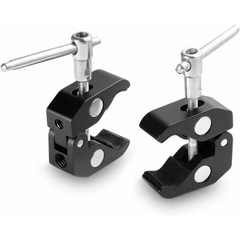 

Super Clamp Paquete de 2 abrazaderas de tubo para patas de trípode, monitor de cámara, luz LED 2058