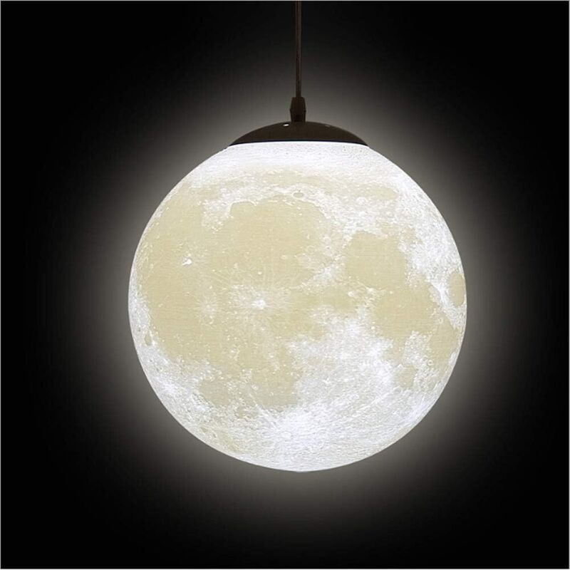 Lampe Lune Plafond,Lune Chambre Enfant,Suspension Luminaire Lune,Plafonnier Boule,Suspension Planet,Lustre Chambre,Lustre Salon Moderne(Ampoule n'est