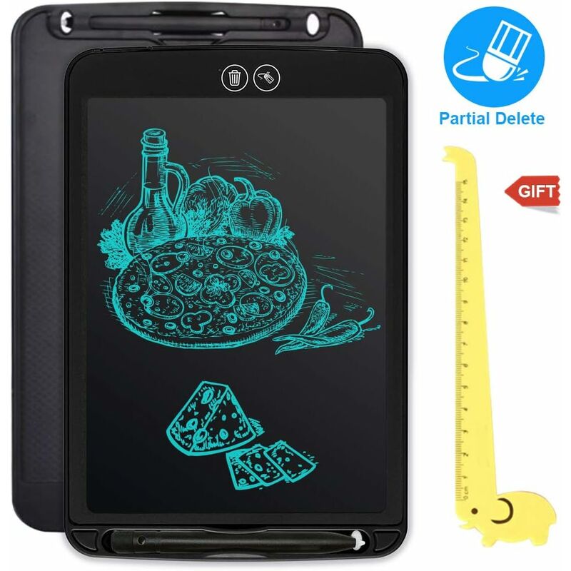 

LITZEE Tablero de escritura LCD de 8.5 pulgadas Tableta de escritura parcialmente borrable Tablero de escritura electrónico LCD con botón de